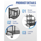 Mythinglogic Golf Bags Storage Rack with Wheels, Holds 3 Bags, Garage Organizer