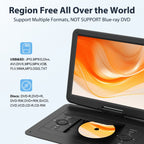 17.9" Portable DVD Player-With 15.6" HD Swivel Screen,, 6 Hours Rechargeable Battery, Support CD/DVD/USB/SD Card/Sync TV，Car Charger