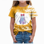 CAUYDY Halloween Ghouls Ghost Retro Girl Kids T-Shirt Graphic Tshirt Little Kids Fall Short Sleeve Tee Tops(Orange, 8-9 Y)