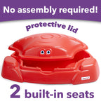 Simplay3 Coastal Crab Portable Plastic Sandbox with Cover, Hot Tamale Red