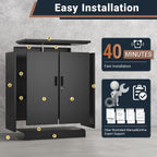 BESFUR Metal Storage Cabinet with Doors and Shelves, for Home, Office, Garage - Black