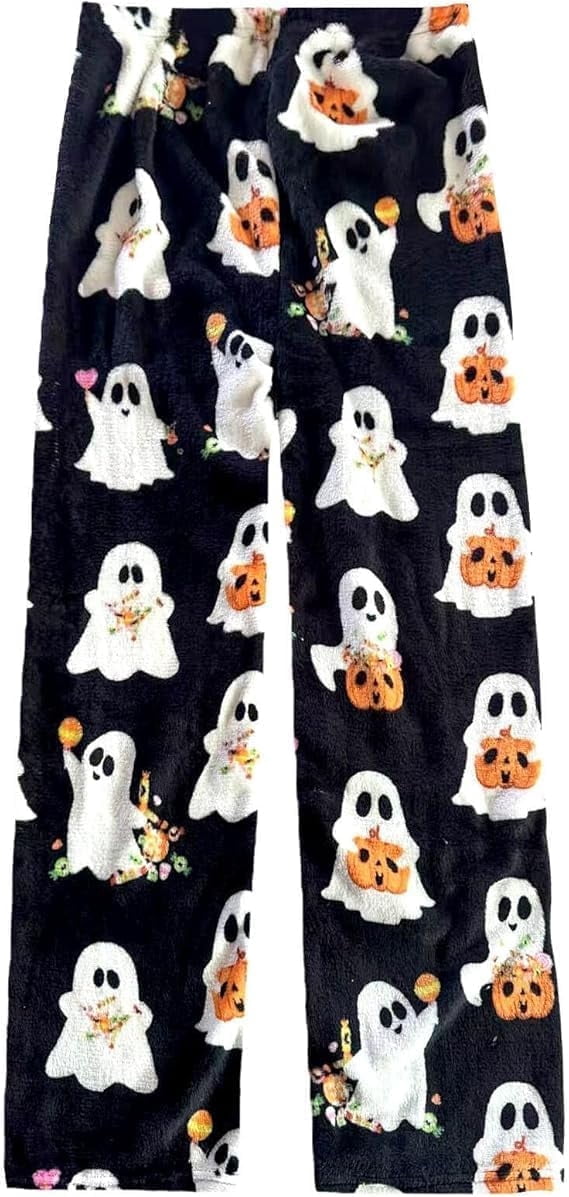 Halloween Pajama Pants for Women Men Couples Flannel Pjs Pants Fuzzy Pjs Pants Plush Pajama Bottom Costume Sleepwear Matching Pajamas Halloween Christmas Gifts