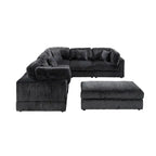 Modular L-Shaped Sectional Sofa, 6-Piece Corduroy Upholstered Configuration