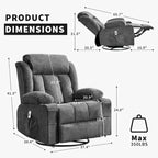 Massage And Heat Rocking Recliner Chair With Cup Holder And Side Pockets