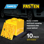 2 pack) Camco FasTen RV Leveling Blocks - 10 Pack, Yellow (44514)