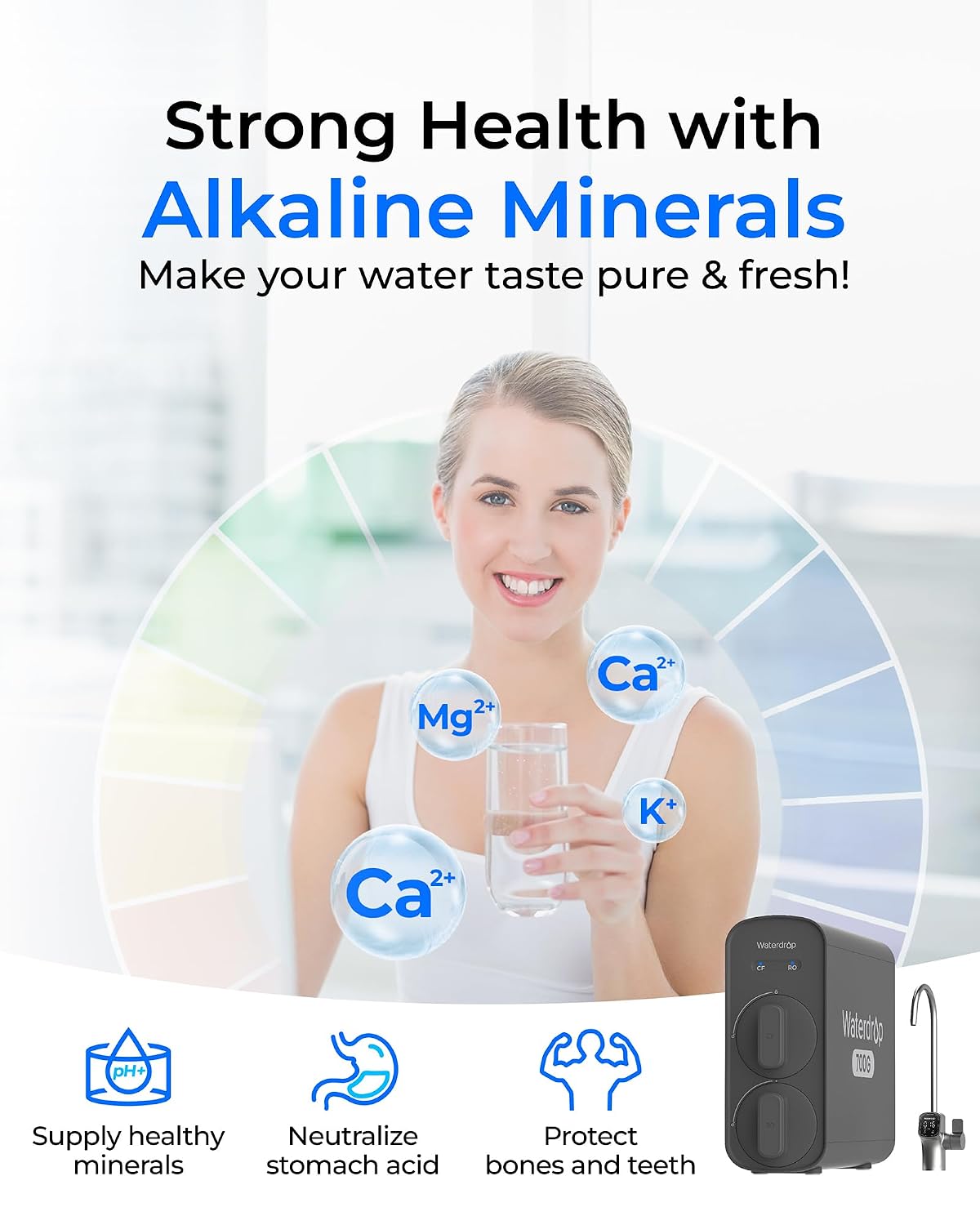 Waterdrop G5P700A Alkaline Mineral Reverse Osmosis Water Filter, 700 GPD