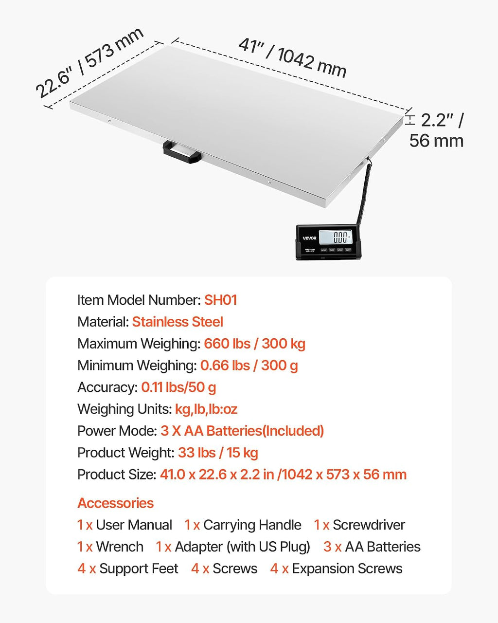 VEVOR Livestock Scale 660 lbs, Large Animal Scale for Dogs, Pigs, Goats