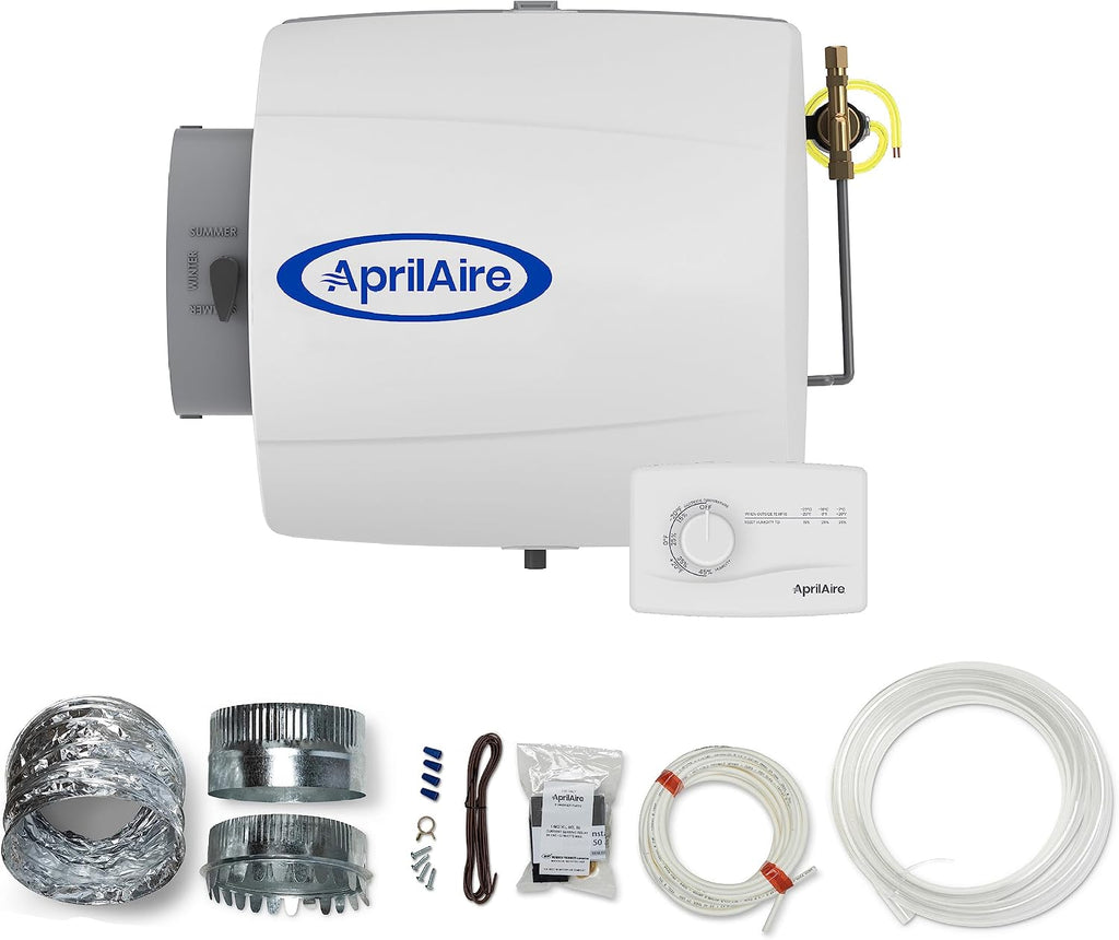 AprilAire 500M 12-gal. Whole-House Small Bypass Evaporative Humidifier with Manual Control for up to 3,600 sq. ft. + AprilAire Model 5843 Humidifier