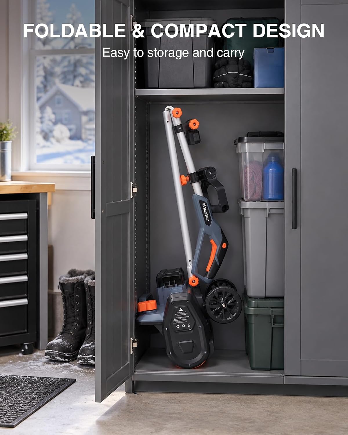 40V Electric Snow Shovel, 16 Inch Brushless Cordless Snow Blower with Wheel