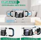 Bed Rails for Elderly Adults Safety - Extended Bed Assist Rail for Seniors - Adjustable Beds Side Rails Handle Support Bar Bed Guard with Storage Bag