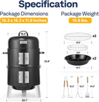 VIVOHOME 3-in-1 Vertical Charcoal Smoker