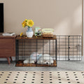24 Inch Small Dog Crate Furniture - All-Season Indoor Dog Kennel with Wooden Top & Thickened Metal Wire, Cage for Small Dogs & Puppies Under 20 lbs.