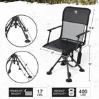 TR Swivel Hunting Chair 360° Silent, 400lbs Folding Adjustable Height
