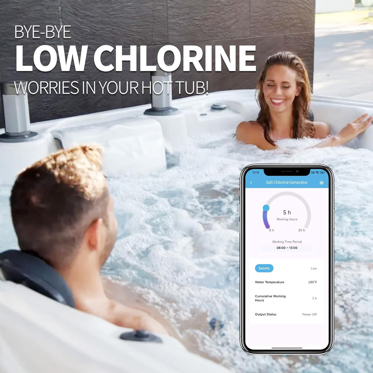 WiFi Salt Chlorine Generator, Briidea Chlorine Generator with USA Titanium Salt Cell, APP Monitoring & Real-Time Salt Alerts, for Swim Spas Up to 2