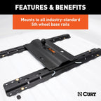 CURT 16055 5th Wheel Rail Gooseneck Hitch, 25,000 lb, 3" Offset