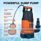 Prostormer 1HP 4200GPH Clean/Dirty Submersible Sump Pump
