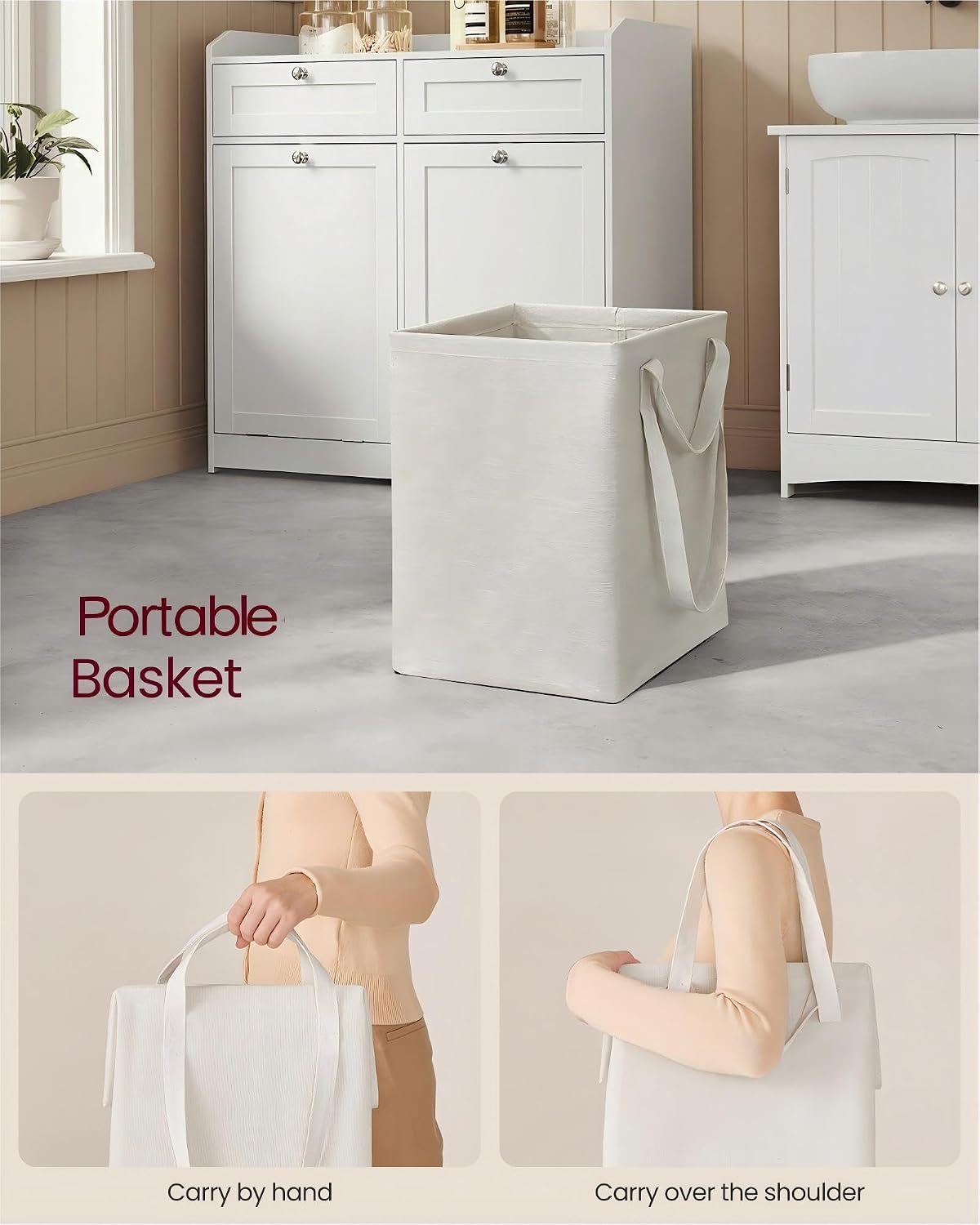 VASAGLE Laundry Cabinet with Tilt-Out Basket, 2 Drawers, 2 Baskets