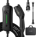 Level 1&2 EV Charger,12/16 Amp 6-20P/5-15 Adapter,25ft for J1772 EVs