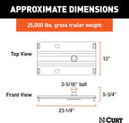 CURT 16055 5th Wheel Rail Gooseneck Hitch, 25,000 lb, 3" Offset