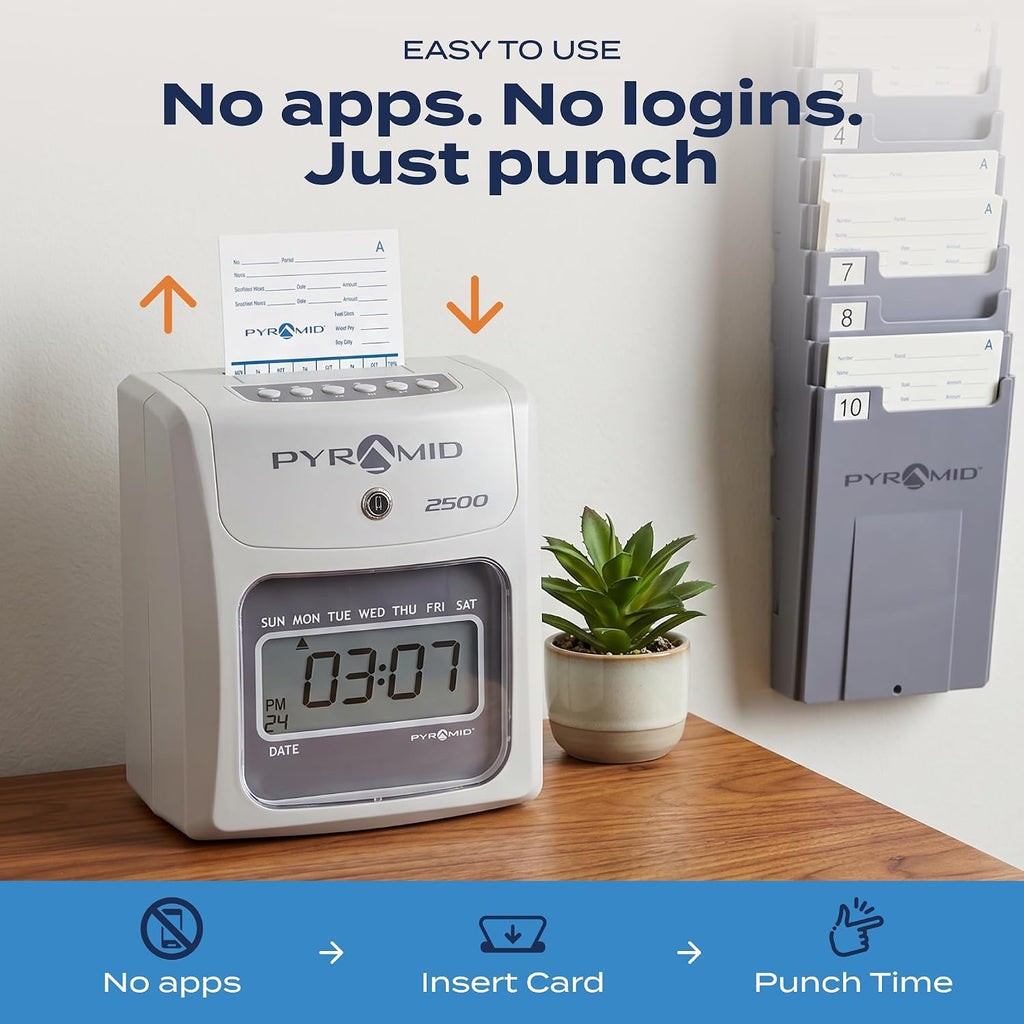 Pyramid Time Systems 2500 Auto-Aligning Time Clock Bundle [2500K1]