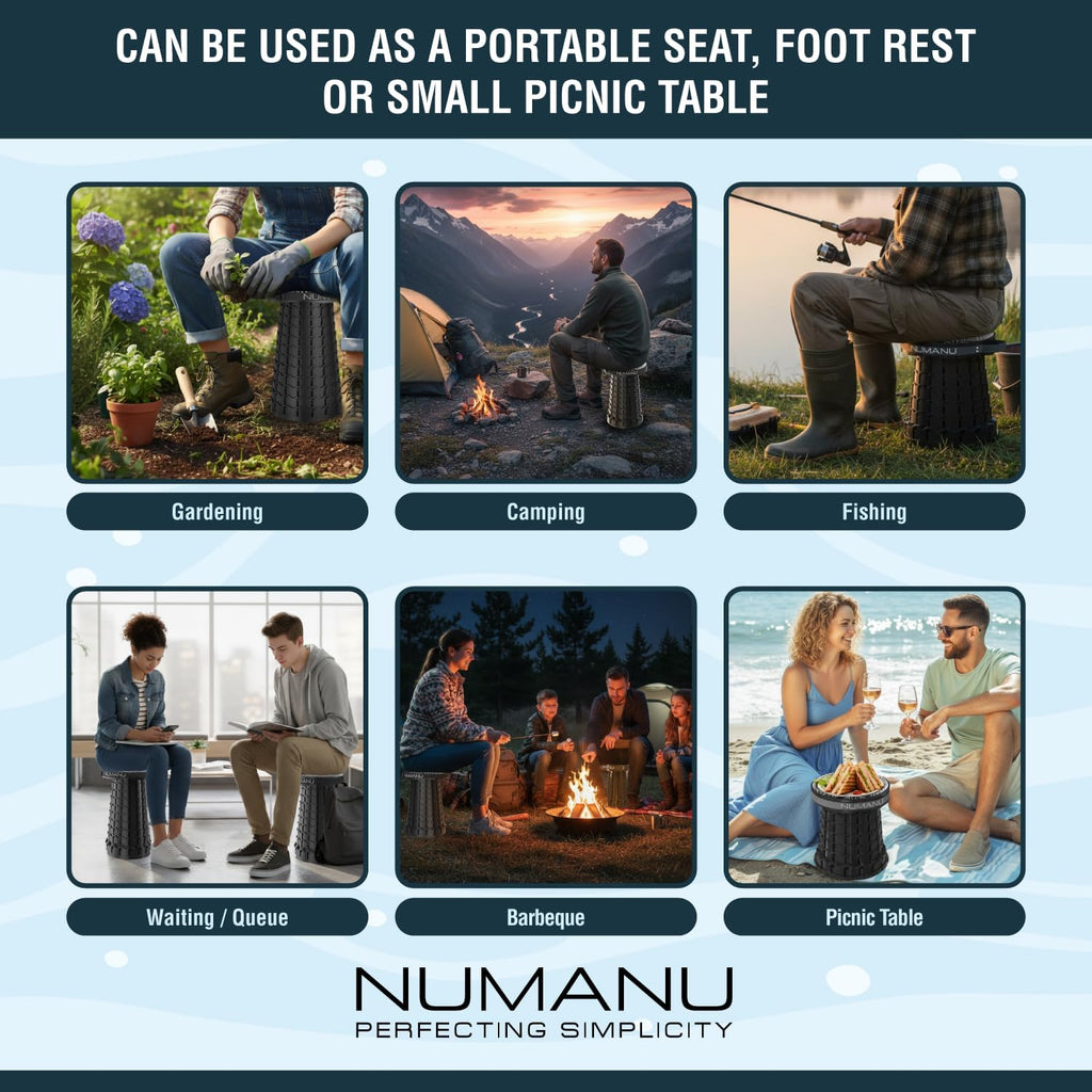 3XL Cushioned Collapsible Stool for Adults, Folding Seat, 1000 lbs