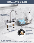 4" Center Utility Sink Faucet with Gooseneck Spout Deck Mount 2 Hole