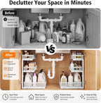 Under Sink Organizer, 3 Tier Pull Out Cabinet Organizer with 5 Adjustable Heights, Metal Under Sink Storage with Sliding Drawers for Kitchen