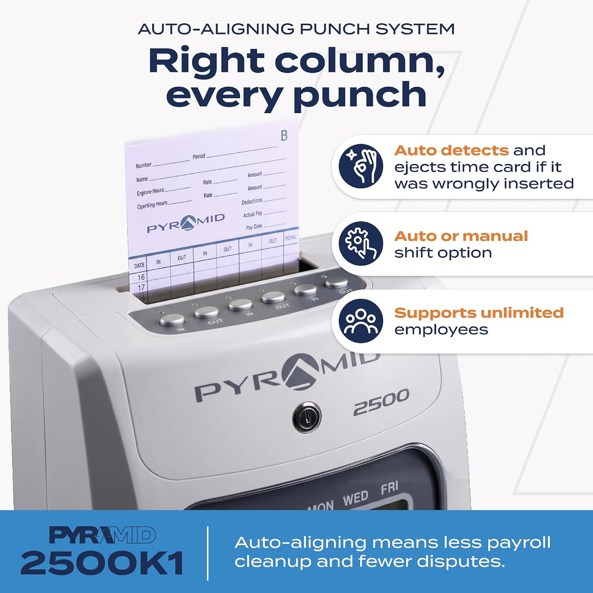 Pyramid Time Systems 2500 Auto-Aligning Time Clock Bundle [2500K1]