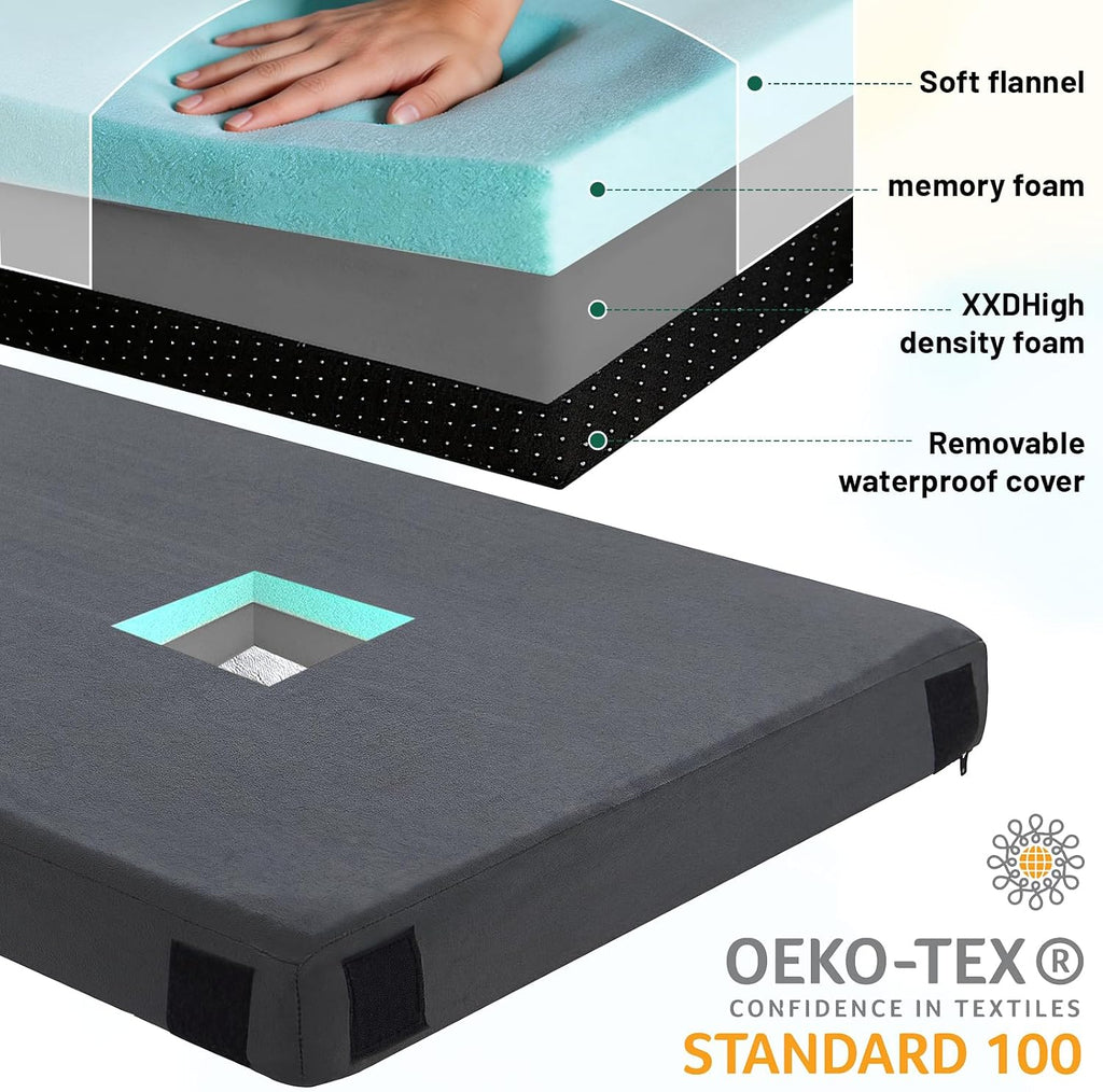 MASVIS Memory Foam Camping Mattress Pad 3 Inch – Premium Portable Sleeping Mat with Non-Slip Bottom, Roll-Up Floor Bed for Tent, Car, Cot, Truck