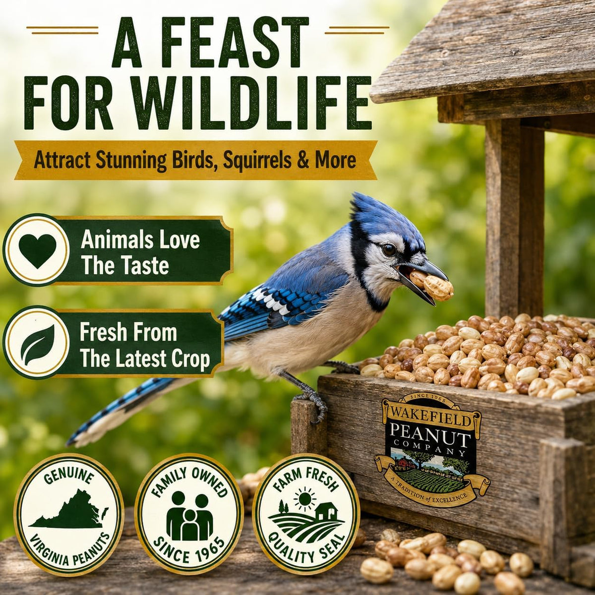 Wakefield Virginia Peanuts for Birds Shelled Raw Unsalted 45LB