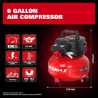 ECOMAX Air Compressor 6 Gallon 150 PSI Pancake Portable Oil-free Tank with 10 PCS Accessories Kit