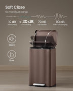 SONGMICS Trash Can, 13 Gallon (50 L), Stainless Steel, with Lid, Pedal