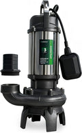Max 8870GPH, 1.5HP, 115V Trash Pump, Septic Sewage Pump Submersible
