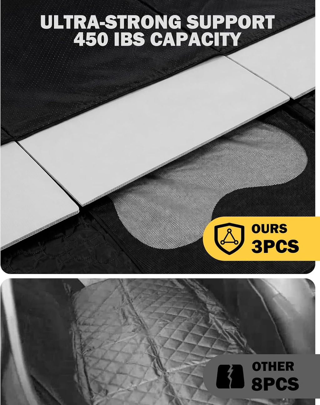 Back Seat Extender for Dogs, Waterproof Dog Car Seat Cover for Back Seat with Hard Bottom, Upgraded Material, Anti Scratch, Easy to Use and Clean