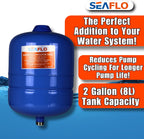 SEAFLO 2 Gallon Pre-Pressurized Accumulator Expansion Tank – Reduces Pump Cycling, Smooth Water Flow, 87 PSI, 3/4" MNPT, Compact Design for RV
