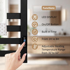 Heated Towel Rack Timer & Multi-Level Temp Adjustment Black