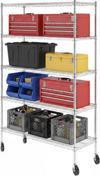 SafeRacks 5-Tier Wire Shelving with Wheels, NSF Heavy Duty 48x18x72 Rack