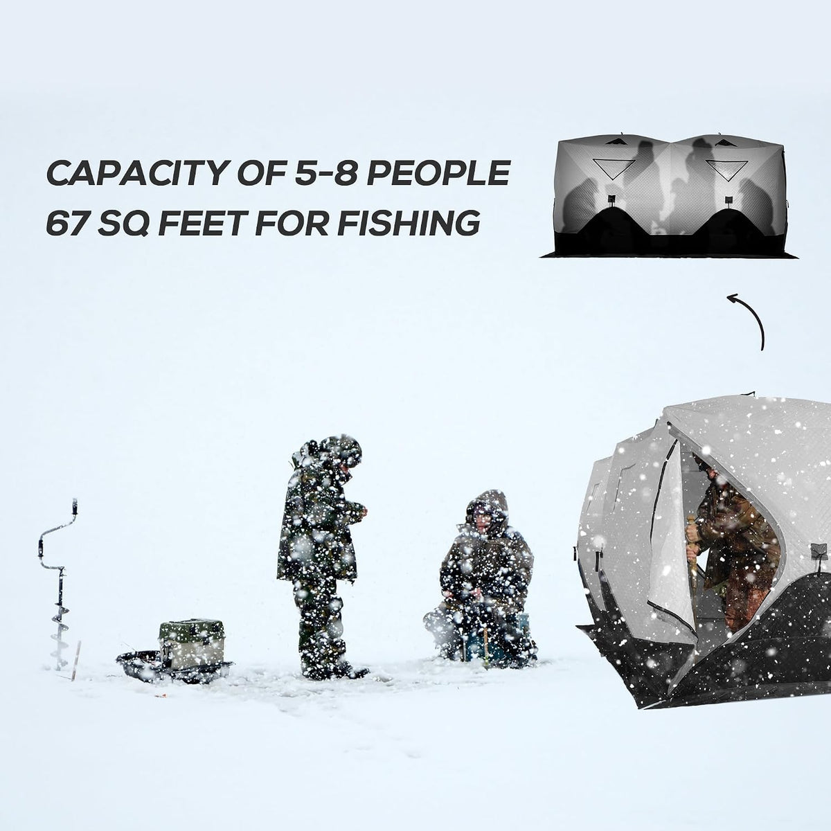Outsunny 2/4/8 Person Pop-up Insulated Ice Fishing Tent