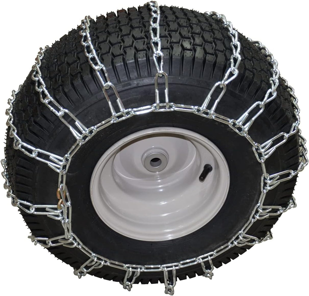 Set of 2 Snow Tire Chains for Lawn Tractor, Riding Mower, Snow Blower - Zinc Plated 2 Link Enhanced Traction Garden Tractor Chains - Fits 20x8x8