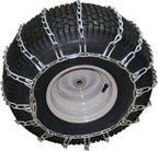 Set of 2 Snow Tire Chains for Lawn Tractor, Riding Mower, Snow Blower - Zinc Plated 2 Link Enhanced Traction Garden Tractor Chains - Fits 20x8x8