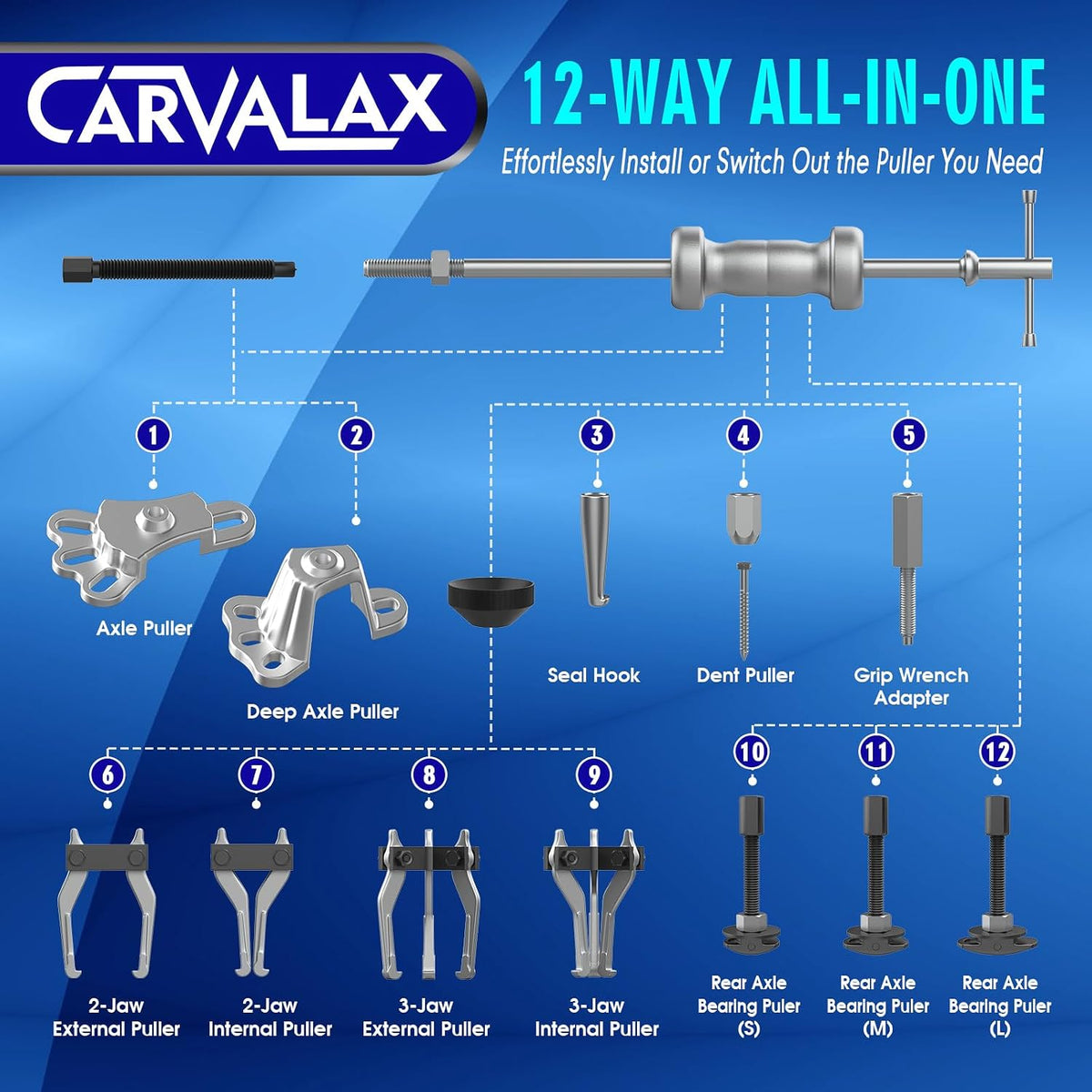 12-Way Slide Hammer Puller Set