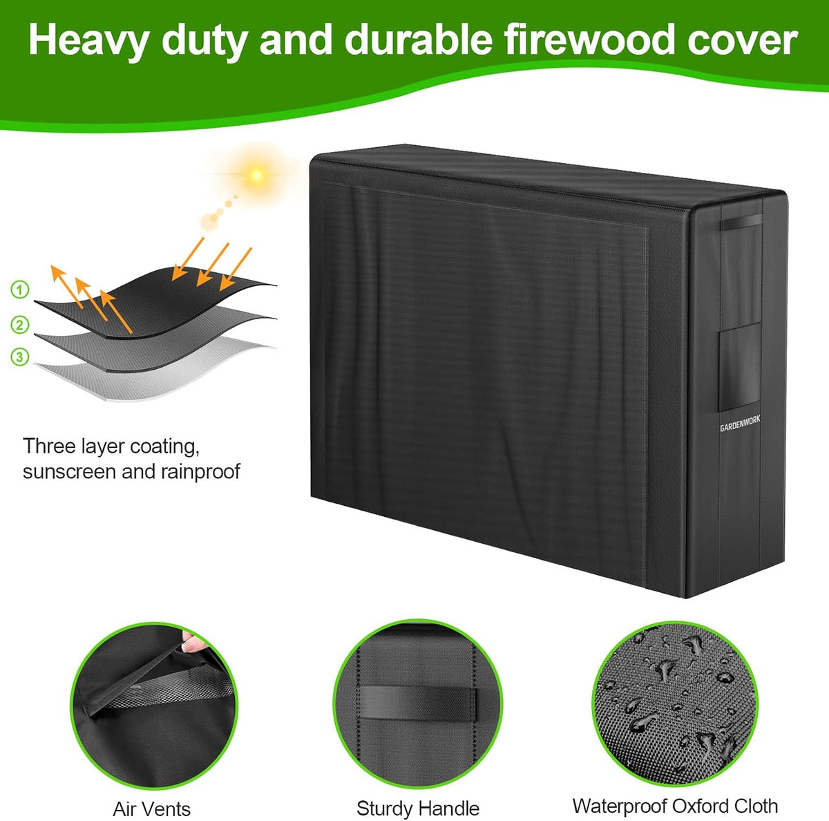 GARDENWORK 4FT Adjustable Firewood Rack Outdoor with Cover,Metal Wood Rack