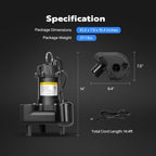VIVOHOME 1 HP Cast Iron Sewage/Effluent Pump for Basement, Septic Tank
