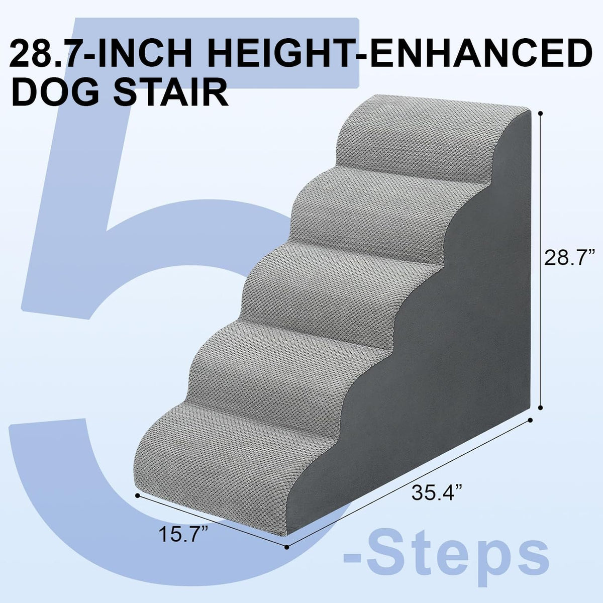 MEJYJEM Dog Stairs for high Beds 28.7” H, 5 Step Pet Ramp for Large dogs