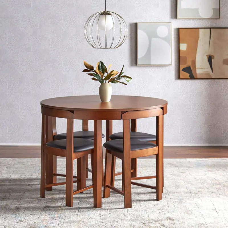 Tobey Harrisburg 5-Piece Round Dining Set, Table 29.6H x 41.3W x 41.3D, Chair 28.75H x 16.5W x 16.5D