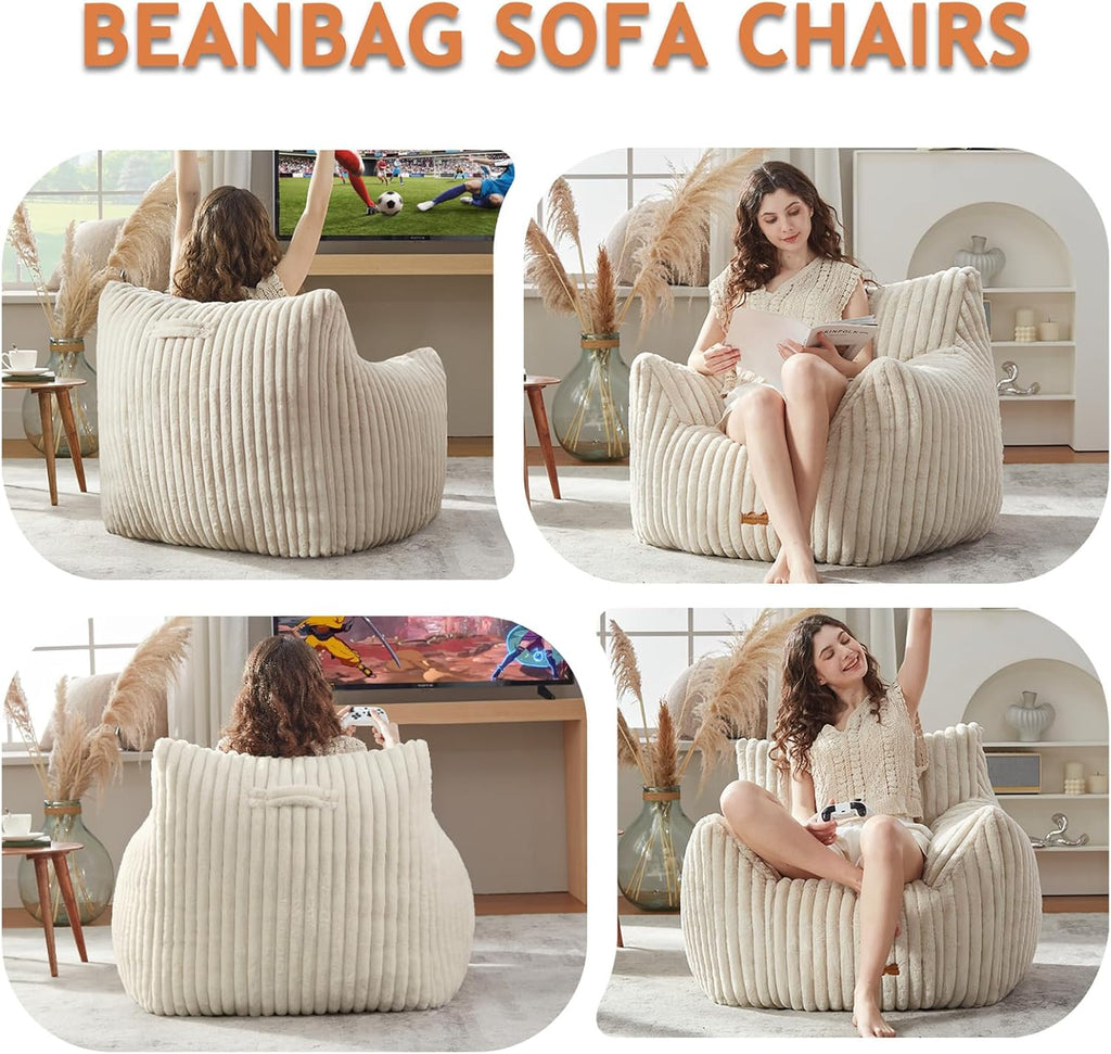 Giant Bean Bag Chair for Adults Teens with Armrest Large BeanBag Couch Sofa
