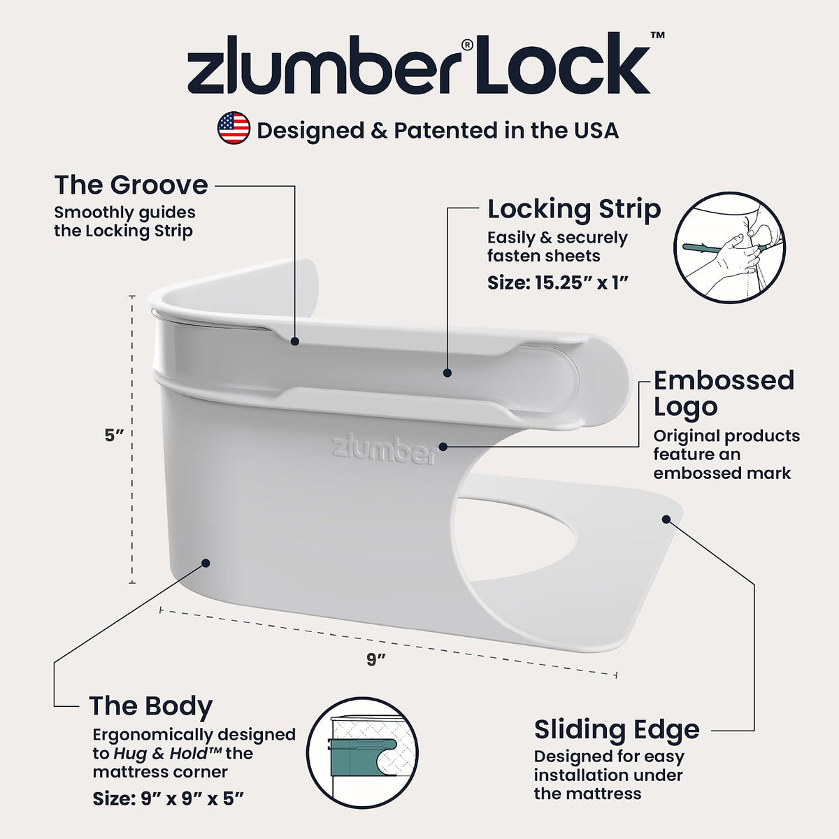 ZlumberLock US Patented Bed Sheet Holders for Corners, 4-Pack