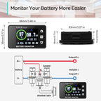 LNEX 500A Shunt Battery Monitor, 2.4" Color Screen RV Monitor with 16ft Shielded Wire, Support High Low Voltage Programmable Alarm for 8-100V Lifepo4