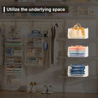 6 Tier Extra Large Hanging Closet Organizer, Closet Storage Hanging with Dividers, Wire Closet Shelf with 5 S Hooks 4 Dividers,Sweater Handbag Hat