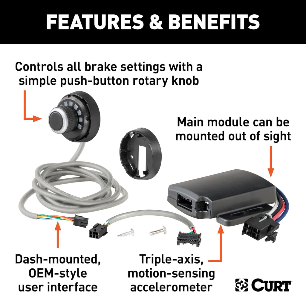 CURT 51170 Spectrum Proportional Trailer Brake Controller, Dash-Mount Knob